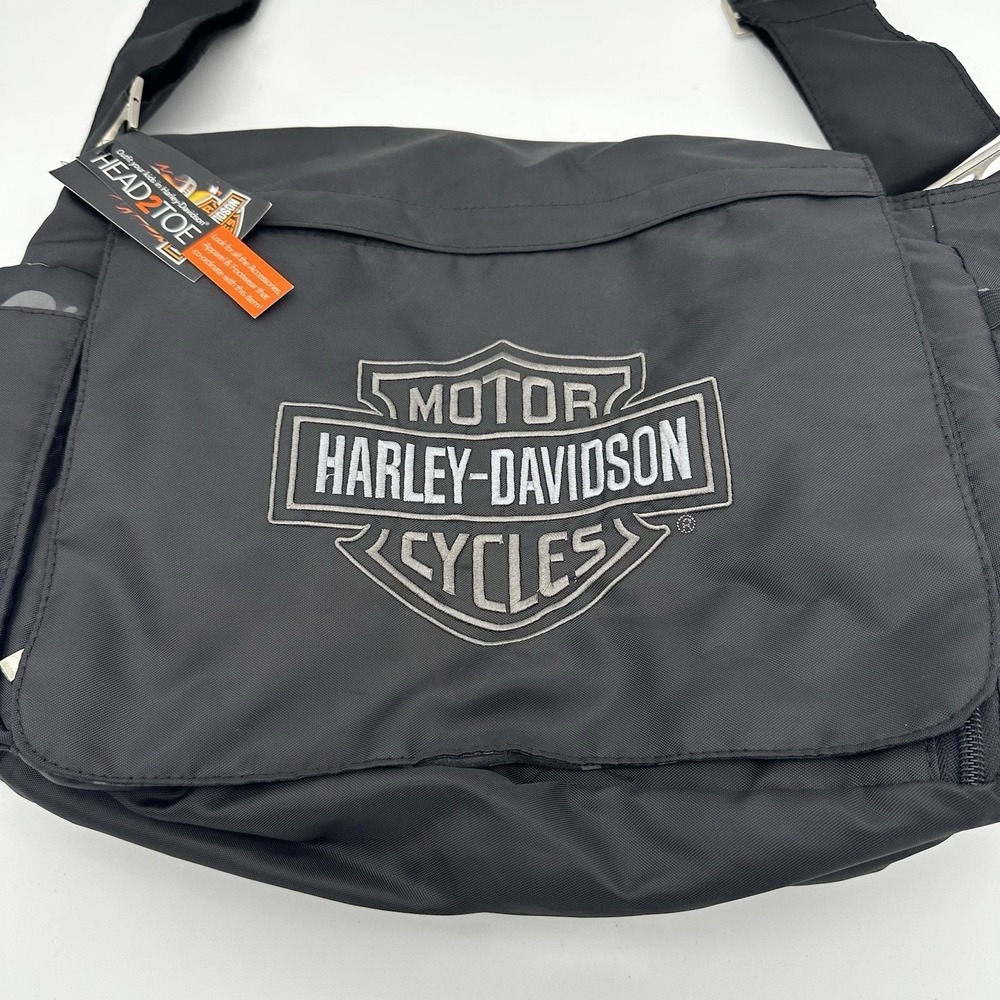 NWT Harley-Davidson Motorcycle Black Diaper Bag Black Skull & Crossbones 17"x14" - Picture 3 of 9